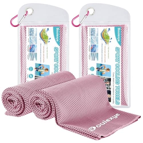Bouiexye Lot de 2 serviettes rafraîchissantes 100 x 30 cm - Rose - En microfibre - Pour le sport, le fitness, le yoga, les voyages, la course