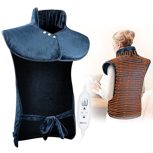 Olycism Coussin Chauffant Électrique pour le dos les épaules et le cou avec arrêt Automatique Coussin Chauffant 60x100cm 10 niveaux de Température 9 réglages Minuterie Lavable en Machine jusqu'à 40°C
