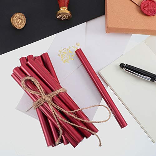 15 Pièces Bâtons de Cire à Cacheter pour Timbre de Cachet de Cire Rétro Vintage et Lettre, Idéal pour les Invitations de Mariage, Escargots, Emballages Vin, Emballages (Vin rouge)