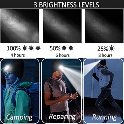 COTOP Bonnet Lumineux, Cadeau pour Hommes Femmes, Bonnet LED Tricoté d'hiver Chaud, Bonnet Lumineux Unisexe pour Course, Camping, Randonnée, Activités Nocturnes