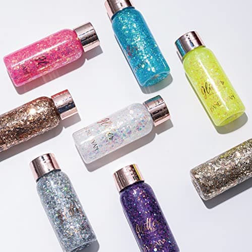 Visage corps Glitter gel avec cuillère Mermaid sequin auto - adhésif Glitter, gros bloc Glitter yeux lèvres ongles cheveux Glitter, brillant Halloween Glitter 1oz (Set C)