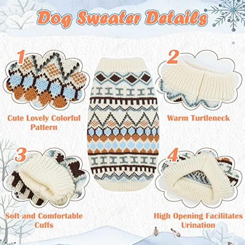 Hjumarayan Pull Chien Petite Taille - Pull pour Chien Stretch Sweat Chien avec Col Rond, Finition Bord Côtes, Pull-Overs Chaud pour Chiens Pull Polaire Chien pour Automne Hiver (Beige L)