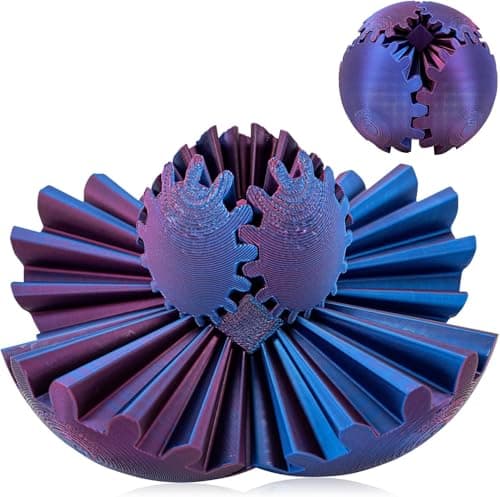 Sphère Steampunk Engrenage,Boule à Engrenages, Boule Engrenage 3D-imprimée pour Soulagement du Stress,Boule Fidget Créative,pour Enfants et Adultes,pour Relaxation et Concentration (Bleu-Violet)