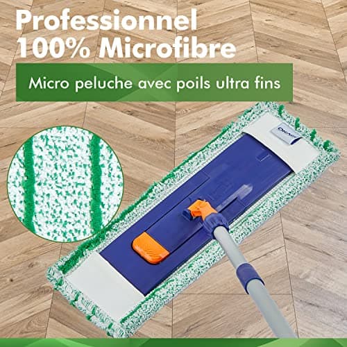 Okaei - Housse de serpillière 2 Piece (50 cm) - Housse en 100% Microfibre Premium Vert - Optimale pour Le Nettoyage en Profondeur des sols Lisses et légèrement irréguliers