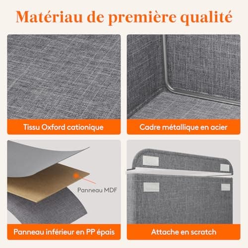 Lifewit Lot de 4 Boite Rangement en Oxford avec Couvercle Transparent, Rangement Dressing Armoire, Panier Rangement Pliable, Organisateur Placard, Vetement, Couverture, Livre, Jouet, Gris Clair, Petit
