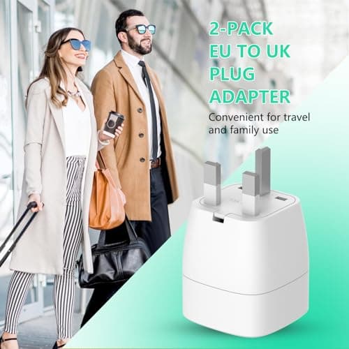 Clomnpe 2 Pièces Adaptateur Prise Anglaise, Adaptateur de Voyage France/Europe ver UK,Francaise FR 2 Broches vers GB 3 Broches pour Irlande, Angleterre, Ecosse,Dubaï, Adaptateur Type G