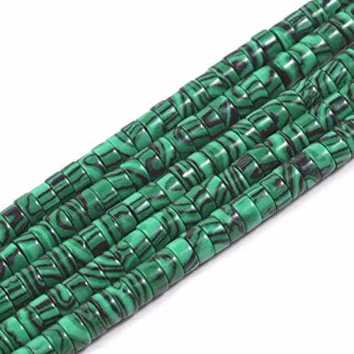 1 Brin 4x2mm Pierres Précieuses Naturelles Perles Heishi, Cylindre Plat Rond non Teint de Malachite pour Bracelet, Boucles d'Oreilles et Fabrication de Bijoux