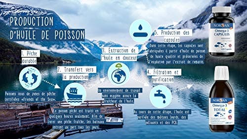 NORSAN Premium huile de poisson omega 3 Total Citron hautement dosé 200 ml / 2.000mg d’ omega 3 dose journalière/fish oil omega 3 1120mg EPA & 536mg DHA/huile poisson avec 800 IU de vitamine D3
