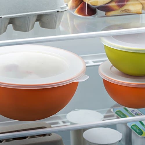 Omada Design Saladier 1,5 lt. 20x9 cm blanc intérieur coloré extérieur, en plastique et antibactérien, convient au micro-ondes et incassable, idéal en cuisine, ligne Sanaliving