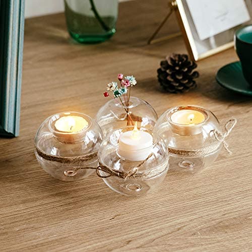 NUPTIO 8 Pièces Bougeoirs en Verre Clair de Bougie Chauffe-Plat, 2 Genres D'utilisation Porte-Bougie Votive, Décoration de Table pour Mariage, Fête, Aromathérapie, Spa