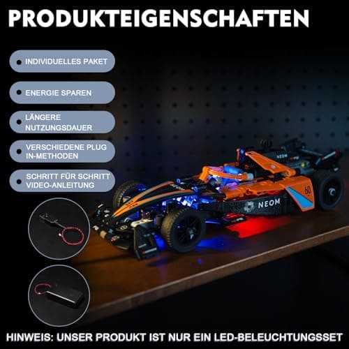 Kit d'éclairage à LED pour Lego Technic NEOM McLaren Formula E Race Car (Pas de Lego), kit d'éclairage décoratif pour Lego 42169 NEOM McLaren Formula E Race Car Jouet créatif