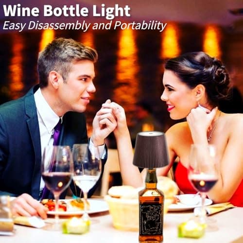 Générique Lampe à bouteille sans fil, kit de lampe à bouteille de vin pour bouteilles de liqueur, abat-jour de lampe de table à piles, 3 couleurs, dimmable, pour restaurant, bar, maison (Marron)