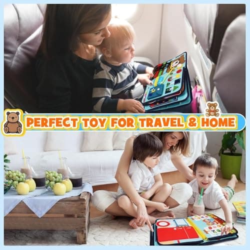 HappyKidsClub Jouet Enfant 1 2 3 4 Ans Garçon Fille, Busy Board Planche Activité Montessori 1 2 Ans Cadeau Noel Enfant 1-4 Ans Garçon Jeux Enfant 1-4 Ans Jeux Educatif Enfant 1 2 3 Ans Avion Jouet