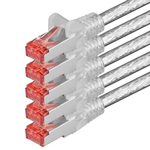 1aTTack.de 5x 2m - Câble patch câble réseau Cat 6 Cat6 RJ45 SFTP - transparent