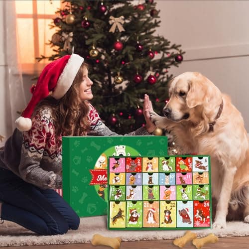 iZoeL Calendrier de l'Avent 2024 Chien Calendrier de l'Avent Amoureux des Chiens Calendrier de l'Avent a Remplir Soi Meme Calendrier de l'Avent Vide - pour Remplir Collations Jouets Petits Cadeaux