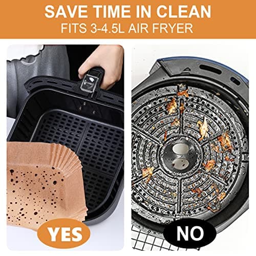 AiQInu Papier Sulfurisé pour Air Fryer, 100 Pièces 16cm Papier Cuisson Paper Liner, Food-Grade BPA gratuit, Jetable Antiadhésive Sans Huile Papier Parchemin Accessoires pour 4.5-6L Friteuse