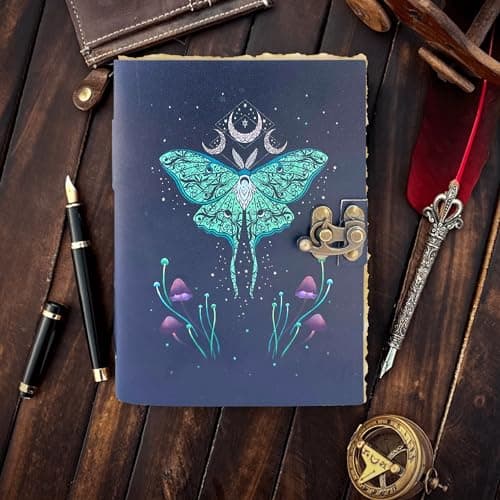 Urban Leather Papillon Journal intime vintage pour homme et femme pour écrire, dessin d'artiste, carnet de croquis, carnet de voyage, carnet de notes pour elle et lui, couverture épaisse non doublée