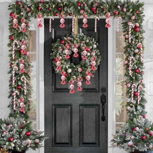 Zfseyuh 24 Pièces Ornements de Sucettes de Noël,Décorations Sapin de Noel Bonbon,Christmas Tree Candy Canes pour Fête de Décoration Noël Nouvel