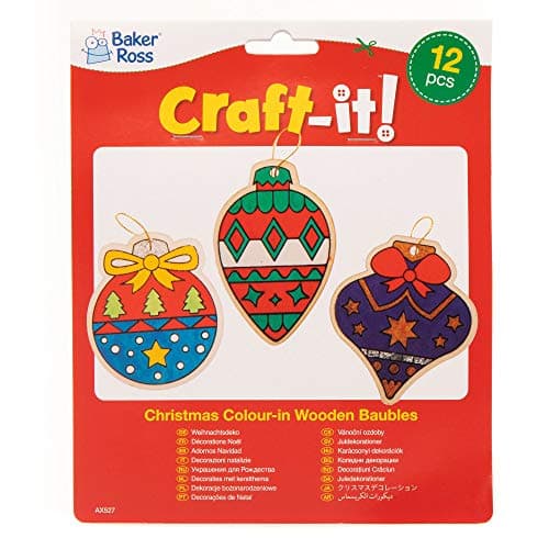 Baker Ross AX527 Décoration De Boules De Noël Bricolage pour Enfants - Paquet De 12, Boules pour Enfants Idéales pour L'École, Les Groupes D'Artisanat, L'École du Dimanche, L'Artisanat À Domicile