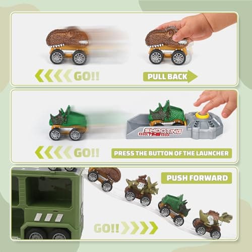 Aoskie Dinosaure Jouet Enfant 3 4 5 6 7Ans Garçon, Camion Cars Jouet avec Son et Lumières, Jouet Dinosaure Cadeau d'anniversaire, Fête, Noël