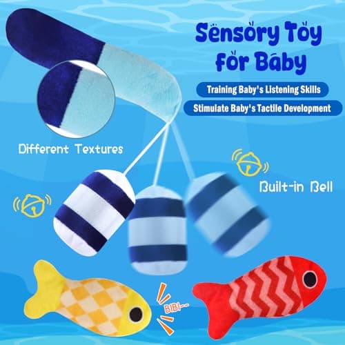 Fozcmisw Jouet de pêche Montessori, Jouet Bebe 1 an Montessori Pêche a la Ligne pour Enfant 1 2 3 Ans Fille Garçon, Jeu de Pêche pour Bébé Jouet éducatif Enfant Jouet de Motricité Cadeau pour Bébé
