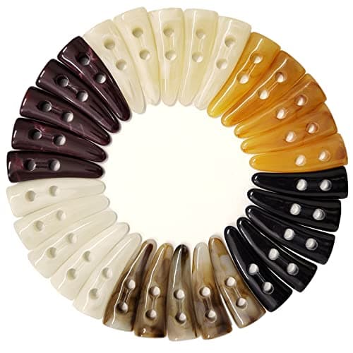 Lot de 30 boutons à bascule imitation dent de corne 6 couleurs compatibles avec manteau, veste, blazer, crème, os 5 cm