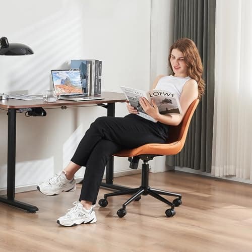 YOUTASTE Chaise de Bureau, Fauteuil Ergonomique avec Cuir PU, Chaise Pivotante avec roulettes & Dossier, Réglable en Hauteur et Fonction Bascule, pour Bureau, Chambre, Capacité 136kg, Chameau
