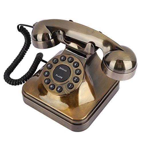 Sorandy Téléphone Antique - Téléphone Fixe Filaire Téléphone de Bureau Téléphone Vintage Rétro Telephone Filaire Grosses Touches pour Maison Bureau Hôtel Salon Décoration - Bronze