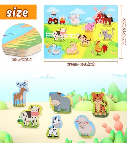 Gontence 4 Pièces Puzzle Enfant 2 3 Ans - Jouet Enfant 2 3 Ans - Puzzle Bois - Montessori 1 an - Jouet en Bois Fille Garcon