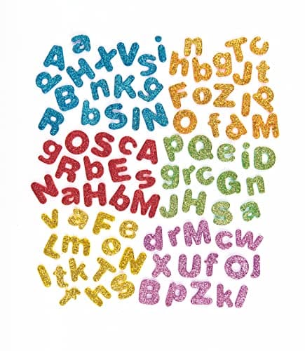 Baker Ross Lettres de l'alphabet en mousse autocollante et pailletée (lot de 850) - Matériel créatif pour enfants et adultes.