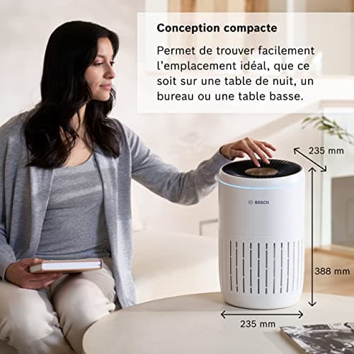 Bosch Air 2000 Purificateur d'Air jusqu'à 37,5 m2 - élimine efficacement la Pollution grâce au filtre HEPA, au Capteur intelligent, au Mode Veille