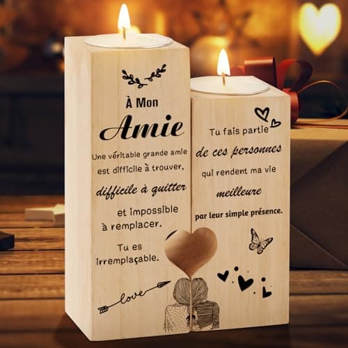 Candle-2 (Ami) Cadeau Meilleure Amie, Cadeau Meilleure Amie Femme, Chandeliers Cadeaux, Cadeau Anniversaire Amie, Cadeau pour Amie Original, Idée Cadeau Amie Noel