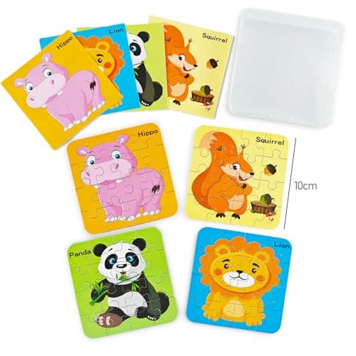 Tangdudu 4 pièces Puzzle Enfant 2 3 4 5 Ans, Jouet Enfant 2 3 4 5 Ans, Puzzles en Bois, Montessori Puzzles Jeux Educatif Animaux Puzzle Jouet pour Garçons Filles 2-5 Ans