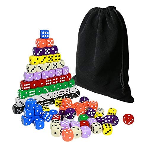 YOUSHARES 100 pcs/Set Jeux de Dés Conique Polyédrique D6 Magie en Plastique pour Donjons/Dragons/MTG/RPG/Jeu de Rôle avec Pochette Gratuite de Rangemen