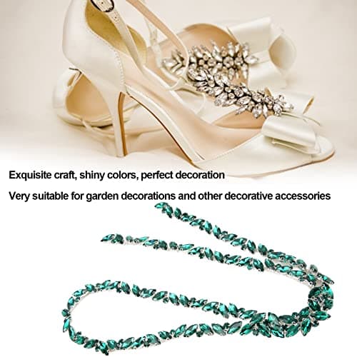 Chaîne en strass, chaîne en verre à franges en strass pour la fabrication de bijoux à bricoler soi-même, couture artisanale, breloques de chaussures, décoration de mariage(Vert)