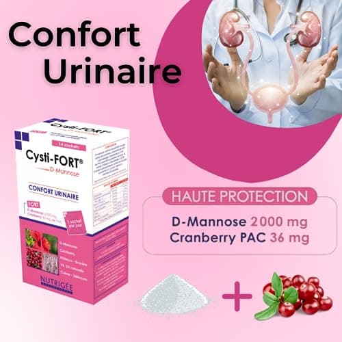 NUTRIGÉE - Cysti-Fort - Confort Urinaire - Empêche l'adhésion des Bactéries, Facilite Leur Élimination, Régule Le Système Immunitaire - 7 Sachets - Programme de 7 Jours - Fabriqué en France