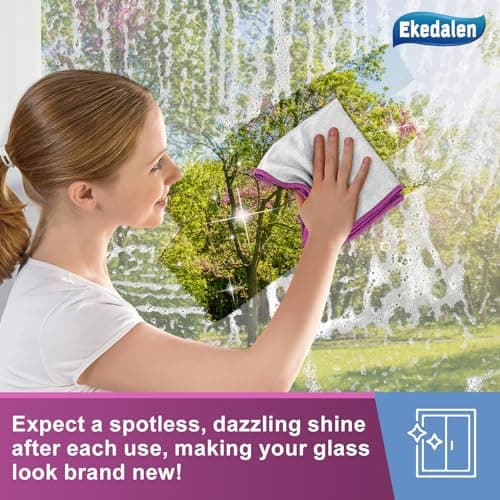 Ekedalen Chiffon Magique Microfibre, 6X Serviette sans Trace Absorbant Polissage, Lingette Essuie Verre Vitre Lunette Miroir Vaisselle Cuisine Menage Voiture, Torchon Nettoyage Réutilisable Lavable