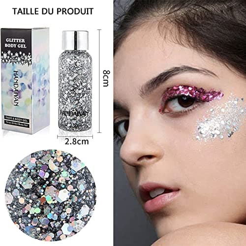 XOPOZON 5 Populaire Couleurs Sirène Paillettes, Sparkling Chunky Glitter Liquide Fard À Paupières Glitter Body Gel pour Cosmétique Visage Cheveux Ongles Maquillage Longue Durée Mousseux 30g