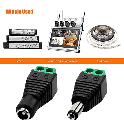 KUOQIY 7 Paires 5.5mm x 2.1mm DC Connecteur d'alimentation Mâle et Femelle, 12V Mâle Femelle Adaptateur de Prise à Vis, pour Caméra CCTV