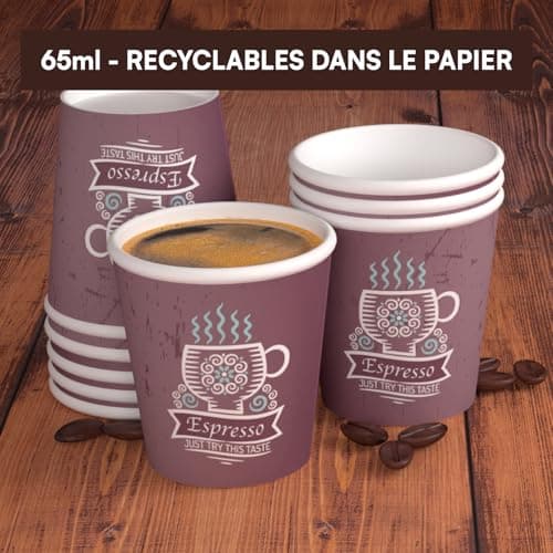 Lot de 1000 gobelets en papier à café 65 ml CuzcoBrownCUP Verres écologiques biodégradables jetables petits emporte-pièces