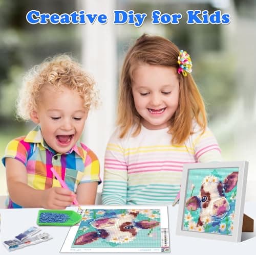 NAIMOER Diamond Painting éléphant Pour Enfants Adultes, Peinture Diamants Encadrés pour Enfants, 5D Diamant Art Animaux Enfants, Dessins animés Diamant Painting for Home Decor 8x8inch