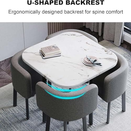 Générique Ensemble de Table à Manger avec Chaises Ensemble de Table à Manger Ronde Carrée avec Chaises Table de Conférence Moderne et 4 Chaises Combinaison Table de Réception,R,80cm/31.5in