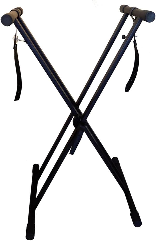 RockJam RJXX363 Support de Clavier Double X Robuste et Réglable | Support clavier double X renforcé, capacité 20 kg, réglable en hauteur pour piano numérique, maison, studio et scène