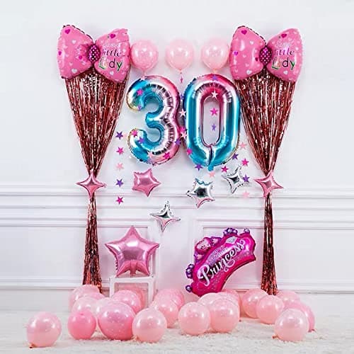 Ponmoo Foil Ballons Chiffre 16/61 Dégradé Bleu, Grands Ballon Numéro 0 1 2 3 4 5 7 8 10-19 20-29 30-39 40 50 60 70 80 90 100, Décoration de Ballons Géants pour Mariages Party et Anniversaires Fête
