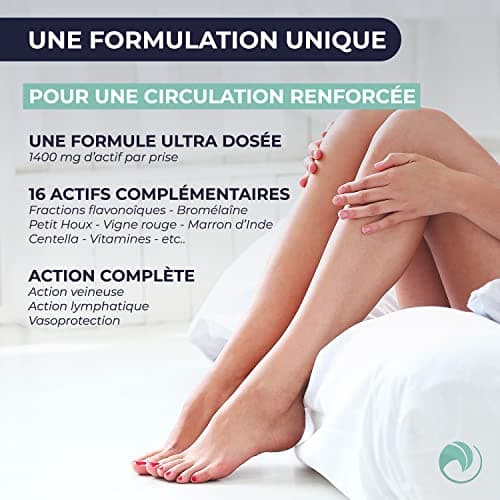 Prescription Nature - ACTIVEIN - Complément Alimentaire pour Soutenir la Circulation - Veinotonique - Recommandé en Cas d'Insuffisances Veineuses - Fabrication Française - 60 Gélules