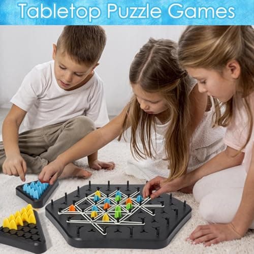 Sinwind Triggle Jeu, Triggle Jeu élastique, Jeu de Triangle en Chaîne, Jeu d'échecs Triangulaire, Jeu de Stratégie Triggle pour Les réunions de Famille avec Une Collection d'enfants (2-4 Personnes)
