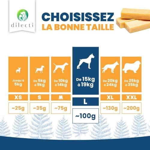 Dilecti Friandises Naturelles à Mâcher de l'Himalaya - des Friandises à Mâcher Naturelles très Savoureuses, Dures et Durables Occuperont Votre Chien Pendant Un Certain Temps. (Taille L, Lot de 5)