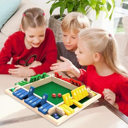 SCBOY Shut The Box Jeux en Bois Jeu de dés Adéquation 2-4 Personnes Jeux de société en Bois Fête de Famille Jeu de Table pour Enfants et Adultes