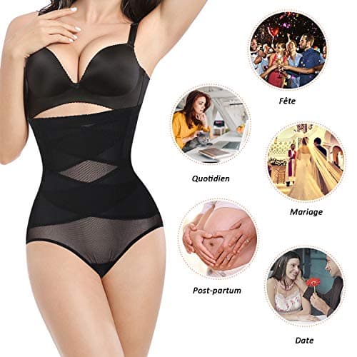 CHUMIAN Femme Culotte Sculptantes Taille Haute Gainante Minceur Gaine Amincissante Ventre Plat Invisible Panty Efficace sous-vêtements (Attirant Noir, XL)