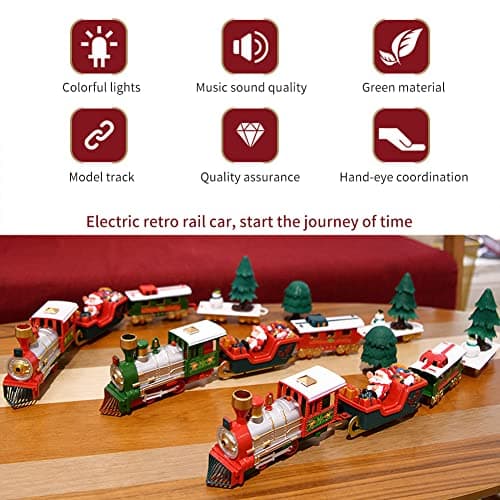 Train électrique de Noël, Jouet de Train de Chemin de Fer Électrique Ensemble de Jeu Alimenté par Batterie Jouet de Train Miniature Léger Et Sonore, Ensemble de Train de Noël Classique pour enfants
